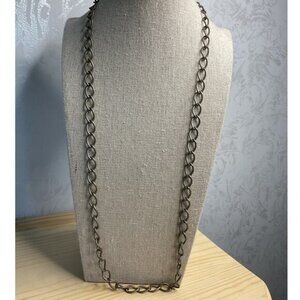 Long Silver Tone Chain Necklace